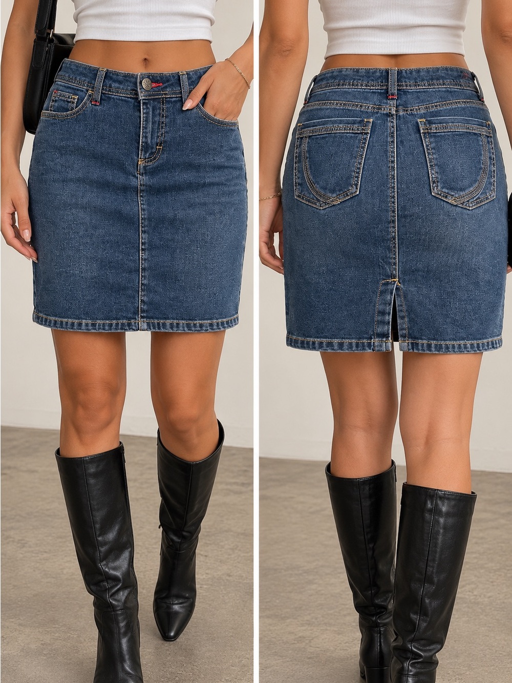Wrangler Size 10M Blue Denim Pencil Skirt Back Slit Y2K Western